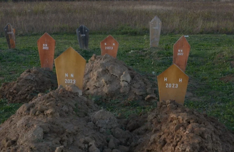 'No name' graves in Bijeljina cemetery, Bosnia